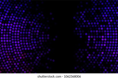 Dark Purple vector banner with circles, spheres. Abstract spots. Background of Art bubbles in halftone style with colored gradient.