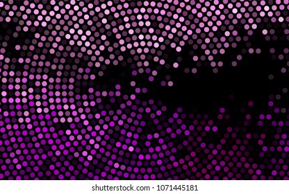 Dark Purple vector banner with circles, spheres. Abstract spots. Background of Art bubbles in halftone style with colored gradient.