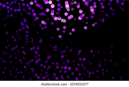 Dark Purple vector banner with circles, spheres. Abstract spots. Background of Art bubbles in halftone style with colored gradient.