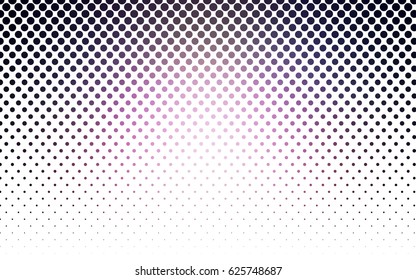 Dark Purple vector banner with circles, spheres. Abstract spots. Background of Art bubbles in halftone style with colored gradient.