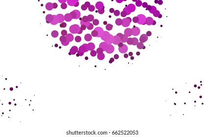 Dark Purple vector banner with circles, spheres. Abstract spots. Background of Art bubbles in halftone style with colored gradient.