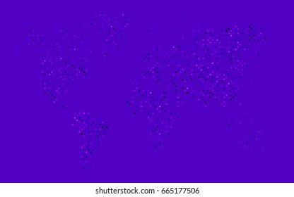Dark Purple vector banner with circles, spheres. Abstract spots. Background of Art bubbles in halftone style with colored gradient.