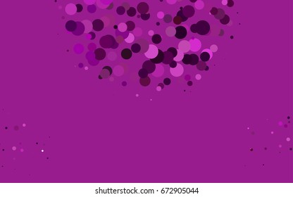 Dark Purple vector banner with circles, spheres. Abstract spots. Background of Art bubbles in halftone style with colored gradient.