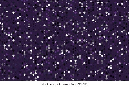 Dark Purple vector banner with circles, spheres. Abstract spots. Background of Art bubbles in halftone style with colored gradient.