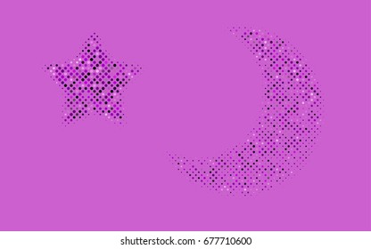 Dark Purple vector banner with circles, spheres. Abstract spots. Background of Art bubbles in halftone style with colored gradient.