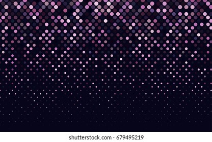 Dark Purple vector banner with circles, spheres. Abstract spots. Background of Art bubbles in halftone style with colored gradient.