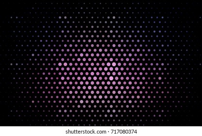 Dark Purple vector banner with circles, spheres. Abstract spots. Background of Art bubbles in halftone style with colored gradient.