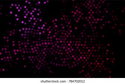Dark Purple vector banner with circles, spheres. Abstract spots. Background of Art bubbles in halftone style with colored gradient.