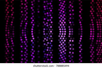 Dark Purple vector banner with circles, spheres. Abstract spots. Background of Art bubbles in halftone style with colored gradient.