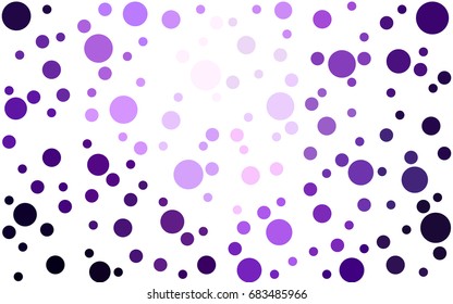 Dark Purple vector banner set of circles, spheres. Donuts Background. Creative Design Templates. Technology halftone illustration.