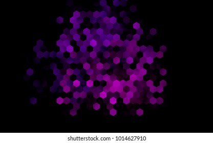 Dark Purple vector blurry hexagon background design. Geometric background in Origami style with gradient. 