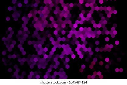 Dark Purple vector blurry hexagon background design. Geometric background in Origami style with gradient. 