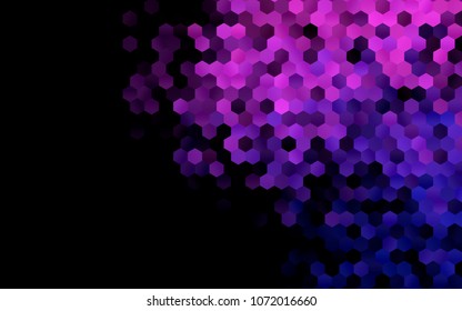 Dark Purple vector blurry hexagon background design. Geometric background in Origami style with gradient. 