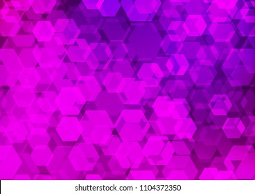 Dark Purple vector blurry hexagon background. Shining illustration, which consist of hexagons. Brand new style for your business design.