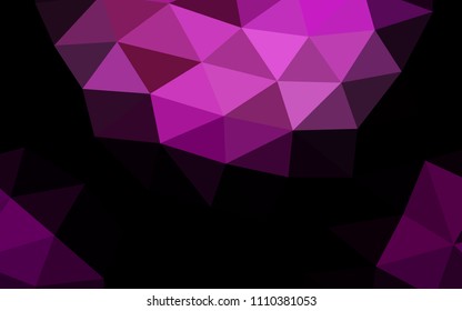 Dark Purple vector blurry hexagon blurry triangle. Creative illustration in halftone style with gradient. The textured pattern can be used for background.