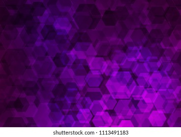 Dark Purple vector blurry hexagon pattern. A sample with polygonal shapes. The textured pattern can be used for background.