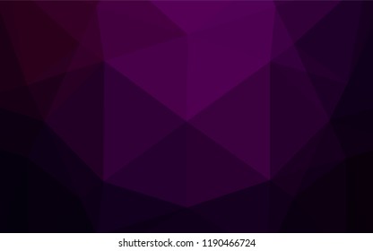 Dark Purple vector blurry hexagon template. Triangular geometric sample with gradient.  Brand new design for your business.