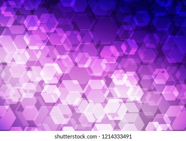 Dark Purple vector blurry hexagon template. A sample with polygonal shapes. The completely new template can be used for your brand book.