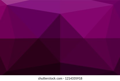 Dark Purple vector blurry hexagon pattern. Triangular geometric sample with gradient.  The textured pattern can be used for background.