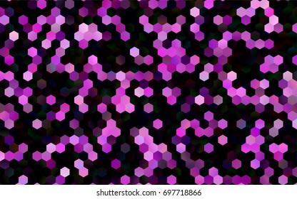 Dark Purple vector blurry hexagon background design. Geometric background in Origami style with gradient. 