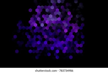 Dark Purple vector blurry hexagon background design. Geometric background in Origami style with gradient. 