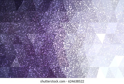DARK purple vector christmas polygon background. Low poly Illustration consisting of triangles with snowflakes. Texture, seamless background of New Year celebration.
