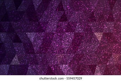 Dark Purple vector christmas postcard low polygon background. Illustration consisting of triangles. Abstract triangular polygonal origami or crystal design of New Year celebration.