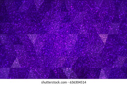 Dark Purple vector christmas postcard low polygon background. Illustration consisting of triangles. Abstract triangular polygonal origami or crystal design of New Year celebration.