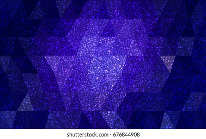 Dark Purple vector christmas postcard low polygon background. Illustration consisting of triangles. Abstract triangular polygonal origami or crystal design of New Year celebration.