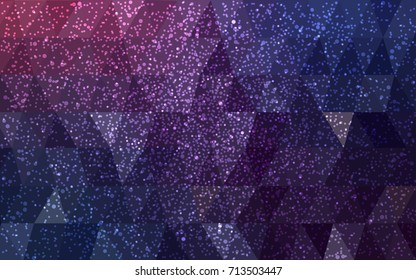 Dark Purple vector christmas postcard low polygon background. Illustration consisting of triangles. Abstract triangular polygonal origami or crystal design of New Year celebration.