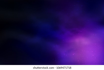 Dark Purple vector cover with astronomical stars. Shining illustration with sky stars on abstract template. Best design for your ad, poster, banner.