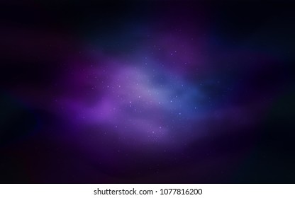 Dark Purple vector cover with astronomical stars. Space stars on blurred abstract background with gradient. Pattern for futuristic ad, booklets.