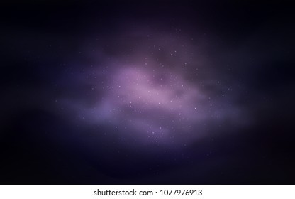 Dark Purple vector cover with astronomical stars. Shining illustration with sky stars on abstract template. Pattern for futuristic ad, booklets.