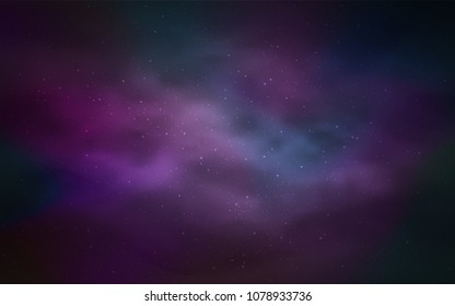 Dark Purple vector cover with astronomical stars. Shining colored illustration with bright astronomical stars. Best design for your ad, poster, banner.
