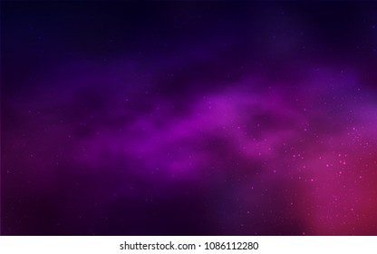 Dark Purple vector cover with astronomical stars. Space stars on blurred abstract background with gradient. Pattern for futuristic ad, booklets.