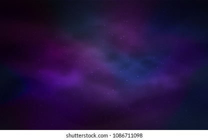 Dark Purple vector cover with astronomical stars. Shining colored illustration with bright astronomical stars. Template for cosmic backgrounds.