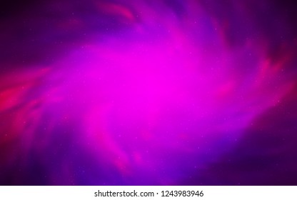 Dark Purple vector cover with astronomical stars. Blurred decorative design in simple style with galaxy stars. Template for cosmic backgrounds.