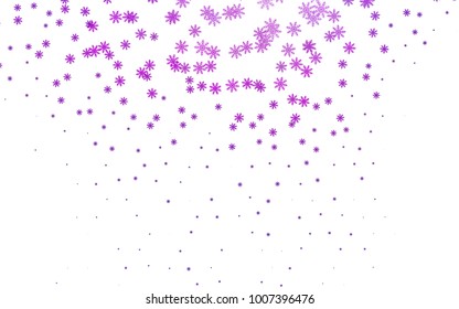 Dark Purple vector cover with beautiful snowflakes. Shining colored illustration with snow in christmas style. New year design for your business advert.
