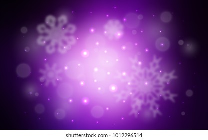 Dark Purple vector cover with beautiful snowflakes. Modern geometrical abstract illustration with crystals of ice. The pattern can be used for year new  websites.
