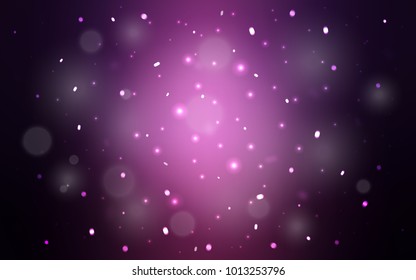 Dark Purple vector cover with beautiful snowflakes. Decorative shining illustration with snow on abstract template. The template can be used as a new year background.