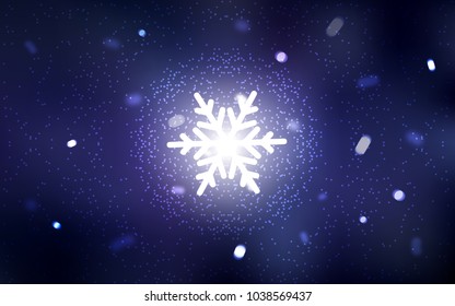 Dark Purple vector cover with beautiful snowflakes. Blurred decorative design in xmas style with snow. New year design for your business advert.