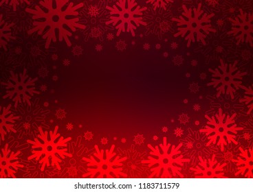Dark Purple vector cover with beautiful snowflakes. Snow on blurred abstract background with gradient. The pattern can be used for new year leaflets.