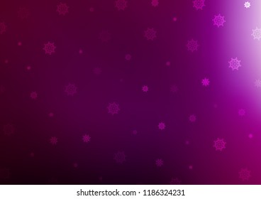 Dark Purple vector cover with beautiful snowflakes. Snow on blurred abstract background with gradient. New year design for your business advert.
