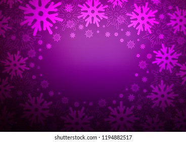 Dark Purple vector cover with beautiful snowflakes. Blurred decorative design in xmas style with snow. The template can be used as a new year background.