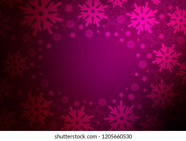 Dark Purple vector cover with beautiful snowflakes. Modern geometrical abstract illustration with crystals of ice. New year design for your business advert.