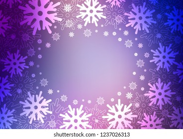 Dark Purple vector cover with beautiful snowflakes. Blurred decorative design in xmas style with snow. The pattern can be used for new year leaflets.