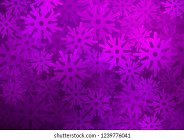 Dark Purple vector cover with beautiful snowflakes. Shining colored illustration with snow in christmas style. The pattern can be used for new year ad, booklets.