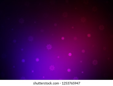 Dark Purple vector cover with beautiful snowflakes. Shining colored illustration with snow in christmas style. The template can be used as a new year background.