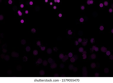 Dark Purple vector cover with beautiful snowflakes. Decorative shining illustration with snow on abstract template. New year design for your ad, poster, banner.