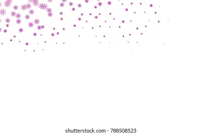 Dark Purple vector cover with beautiful snowflakes. Decorative shining illustration with snow on abstract template. New year design for your business advert.